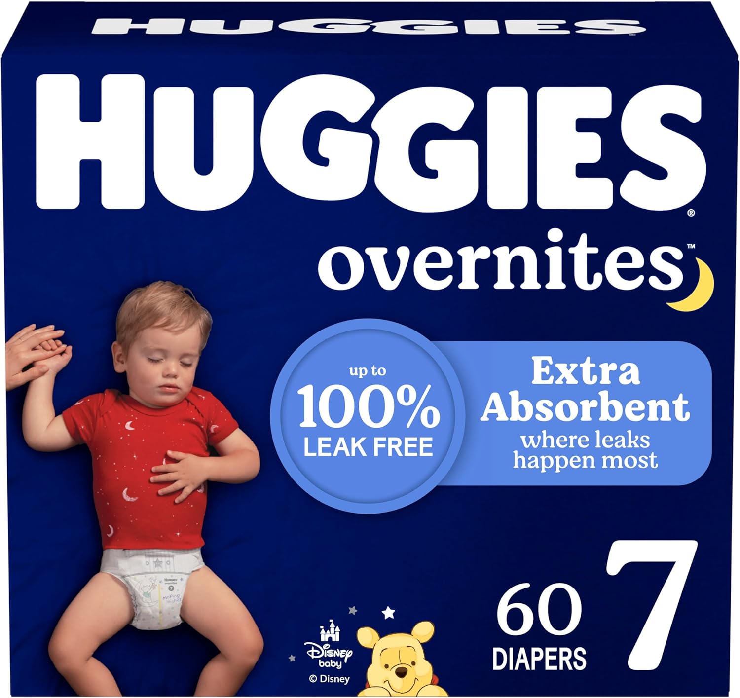 Huggies Size 7 Overnites Baby Diapers: Overnight Diapers, Size 7 (41+ lbs), 60 Ct, Packaging May