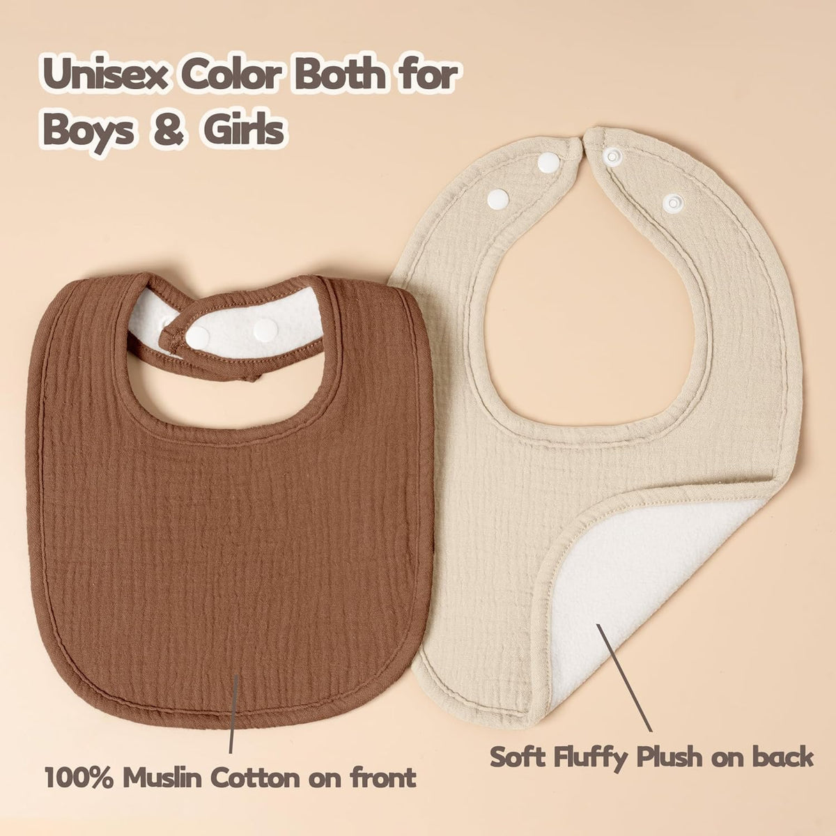 Susurration Muslin Baby Bibs 8 Pack Bandana Drool Bibs, Soft Square Adjustable Baby Drooling Bibs