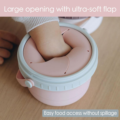 No Spill Silicone Toddler Snack Containers, Detachable Silicone Flap for Filling&Cleaning