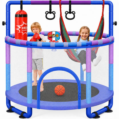 Yohood 55" Trampoline for Kids with Enclosure, 6-in-1 Toddler Trampoline Indoor Outdoor, ASTM