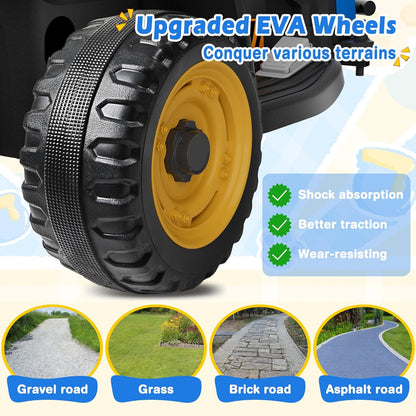 24V Ride On Tractor w/Tiltable & Detachable Trailer, 2x65W Motors, EVA Tires, Remote Control