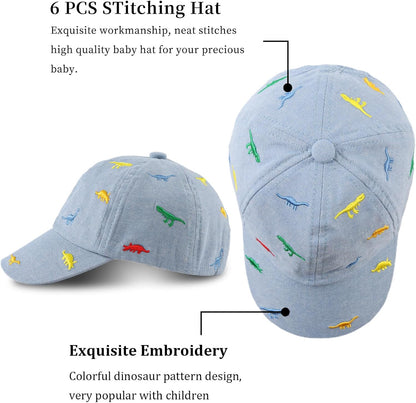 JANGANNSA Dinosaur Boys Girls Caps Embroidery Baby Baseball Caps Cotton Infant Toddler Kids Hat