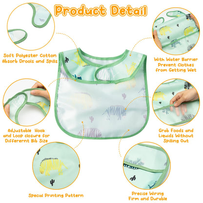 2ooya 6Pcs Waterproof Baby Bibs for Eating, Mess Proof Infant Feeding Bibs