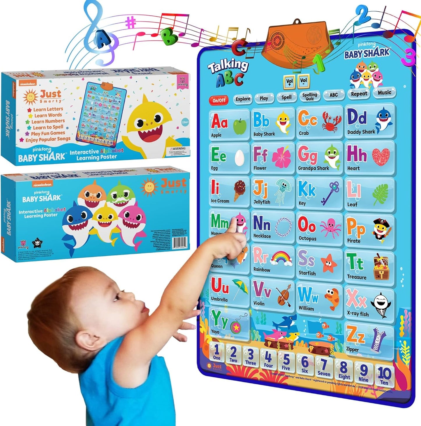 Baby Shark Alphabet & Number Learning Toys by Pinkfong, Educational Toddler Gift Set for Ages 1-3
