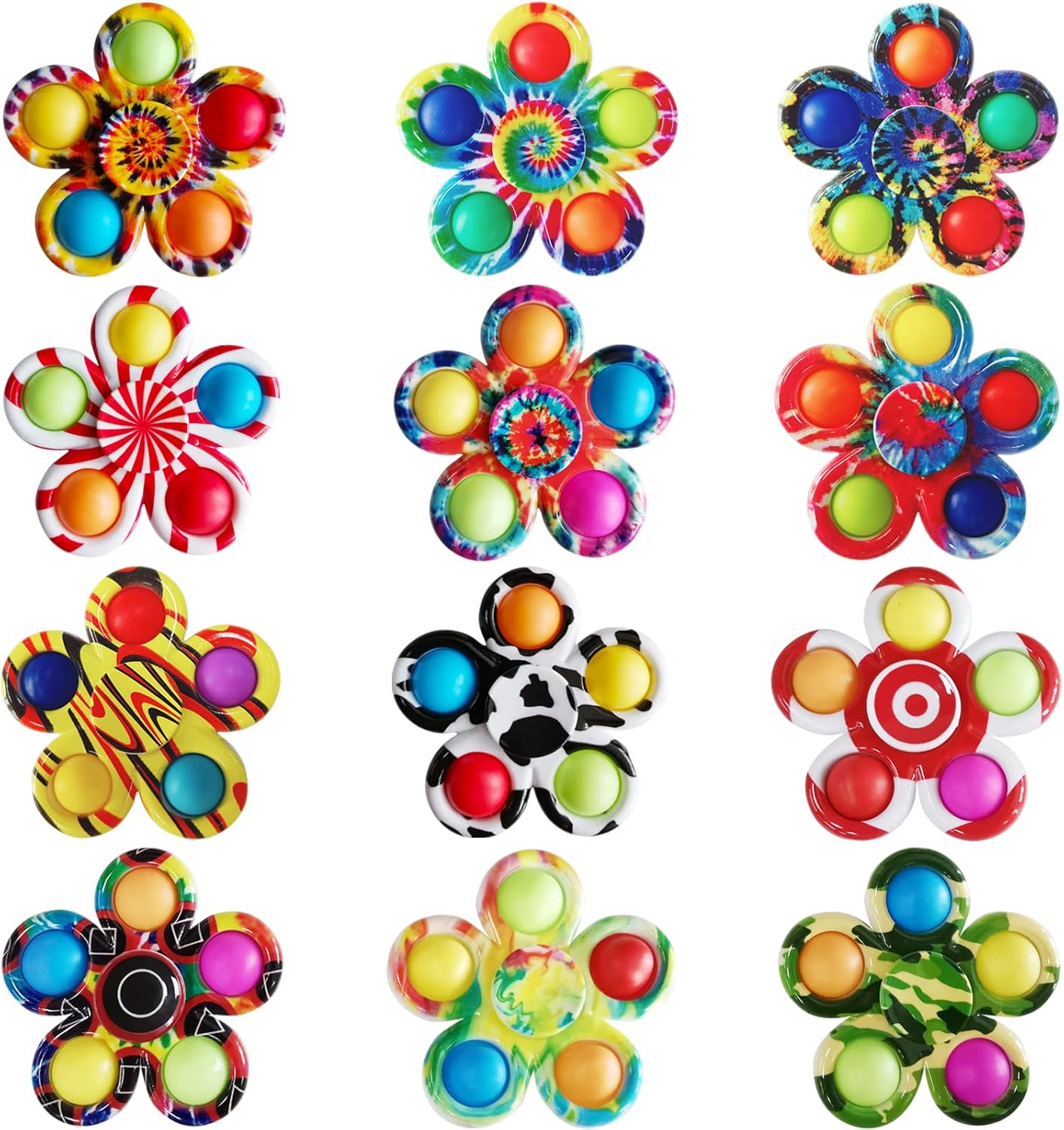 12 Pcs Pop Bubble Fidget Spinners for Party Favors, Hand Fidget Bulk Toys for Classroom Prizes