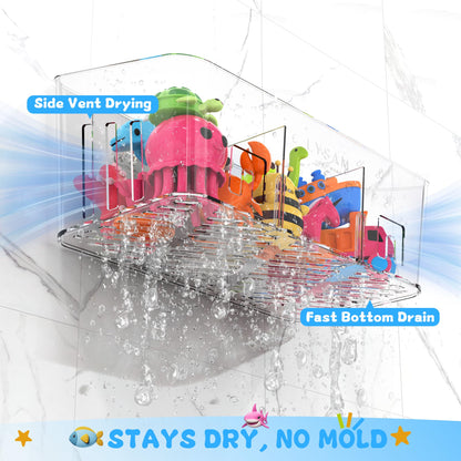 Bath Toy Storage 2 Packs, Large Bath Toy Holder - 3 Compartments, Quick-Dry