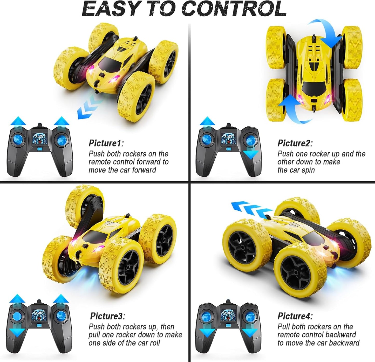 Remote Control Car,RC Car Toys for 6-12 Year Old Boys, Off Road RC Stunt Car 4WD 360° Rotating