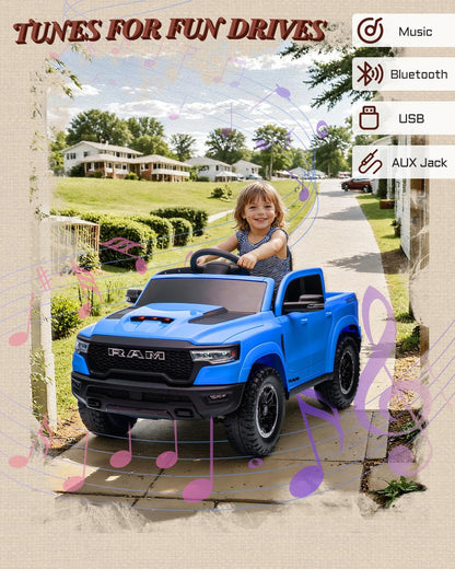 12V Kids Electric Vehicles, Licensed Ram 1500 RHO Kids Ride on Truck with Remote Control, Ride on