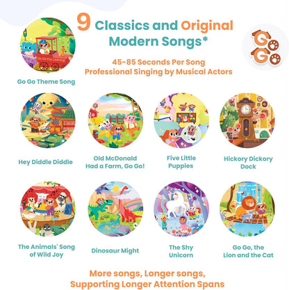 GO GO 9 Creative Animal Nursery Rhymes: Interactive Book for 1 Year Old, Sound Books for Toddlers