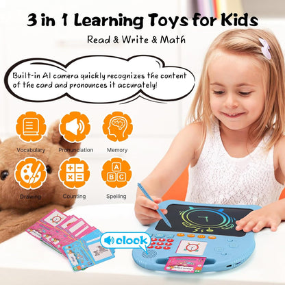 Kids Educational Learning Toys with Math Games,Talking Flash Cards and Writing Drawing Tablet