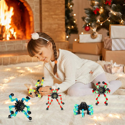 100 Pcs Funny Sensory Fidget Toy Bulk Transformable Chain Robot Finger Toys Fidget Spinners Stress