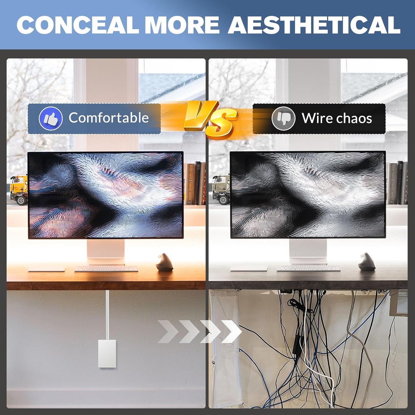 Outlet Concealer Power Strips (8ft (Multi Ports,AC,USB&Type-C))