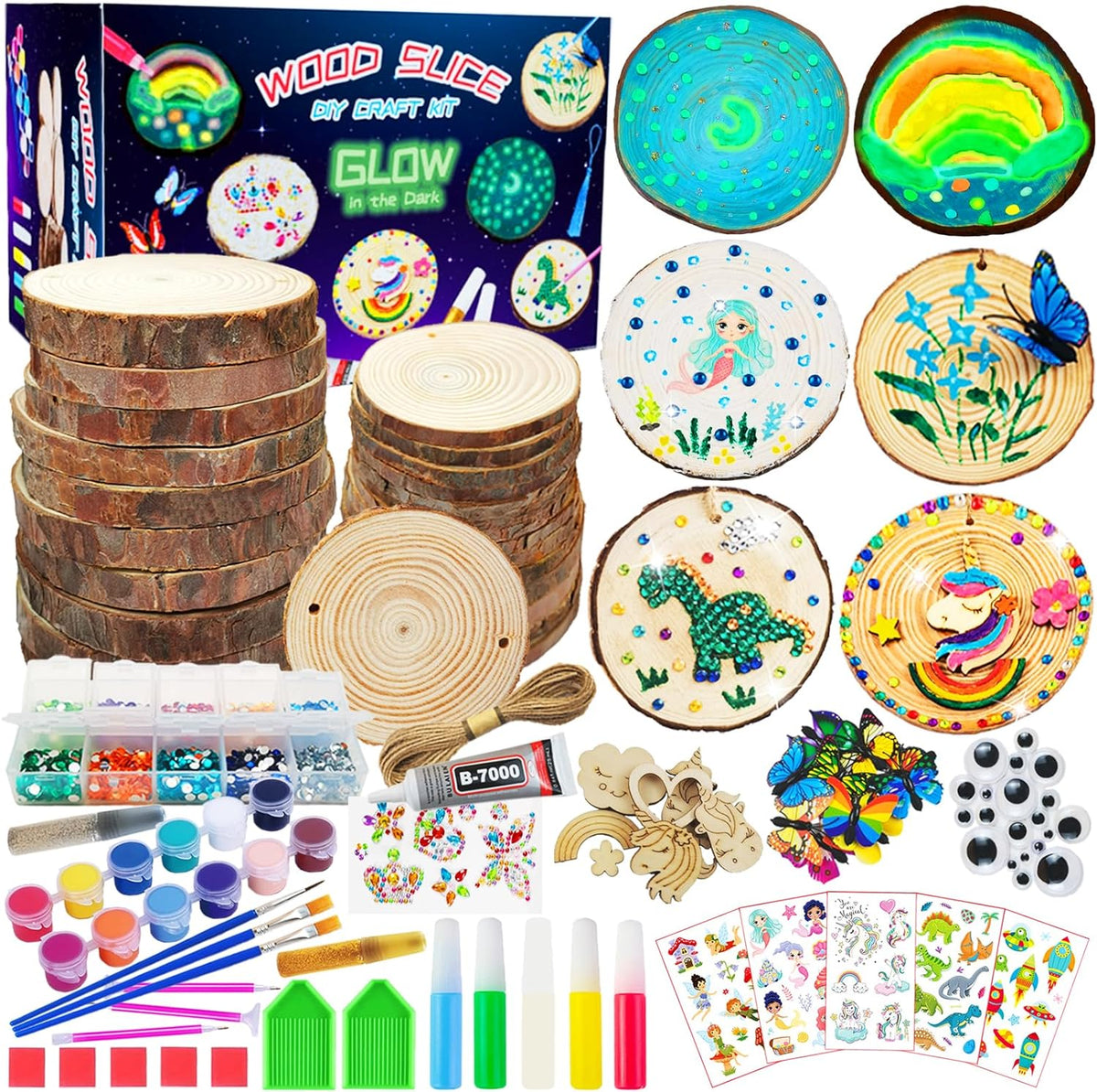 KIRKOTOY Wooden Crafts Kit for Kids-Glow in The Dark-Arts & Crafts Gifts for Boys Girls Age 6-12