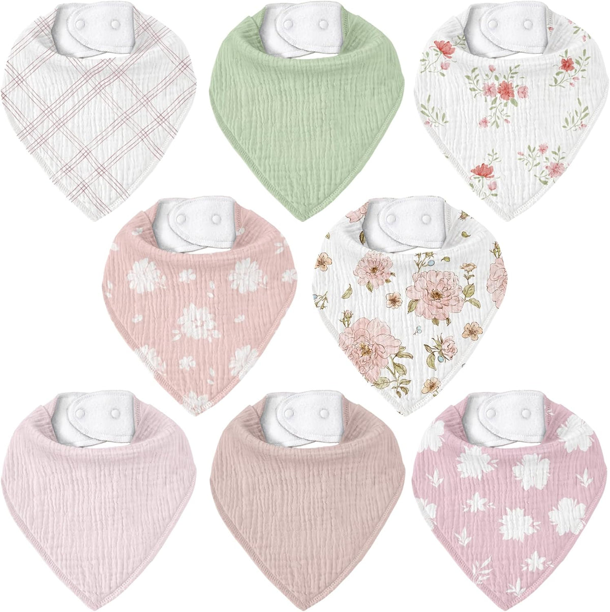 Muslin Baby Bibs 8 Pack, Baby Bandana Drool Bib for Drooling and Teething, Cotton Soft Absorbent
