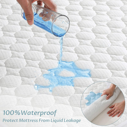 Full Size Waterproof Mattress Protector Fitted Quilted Mattress Pad Cover with Deep Pocket Up to