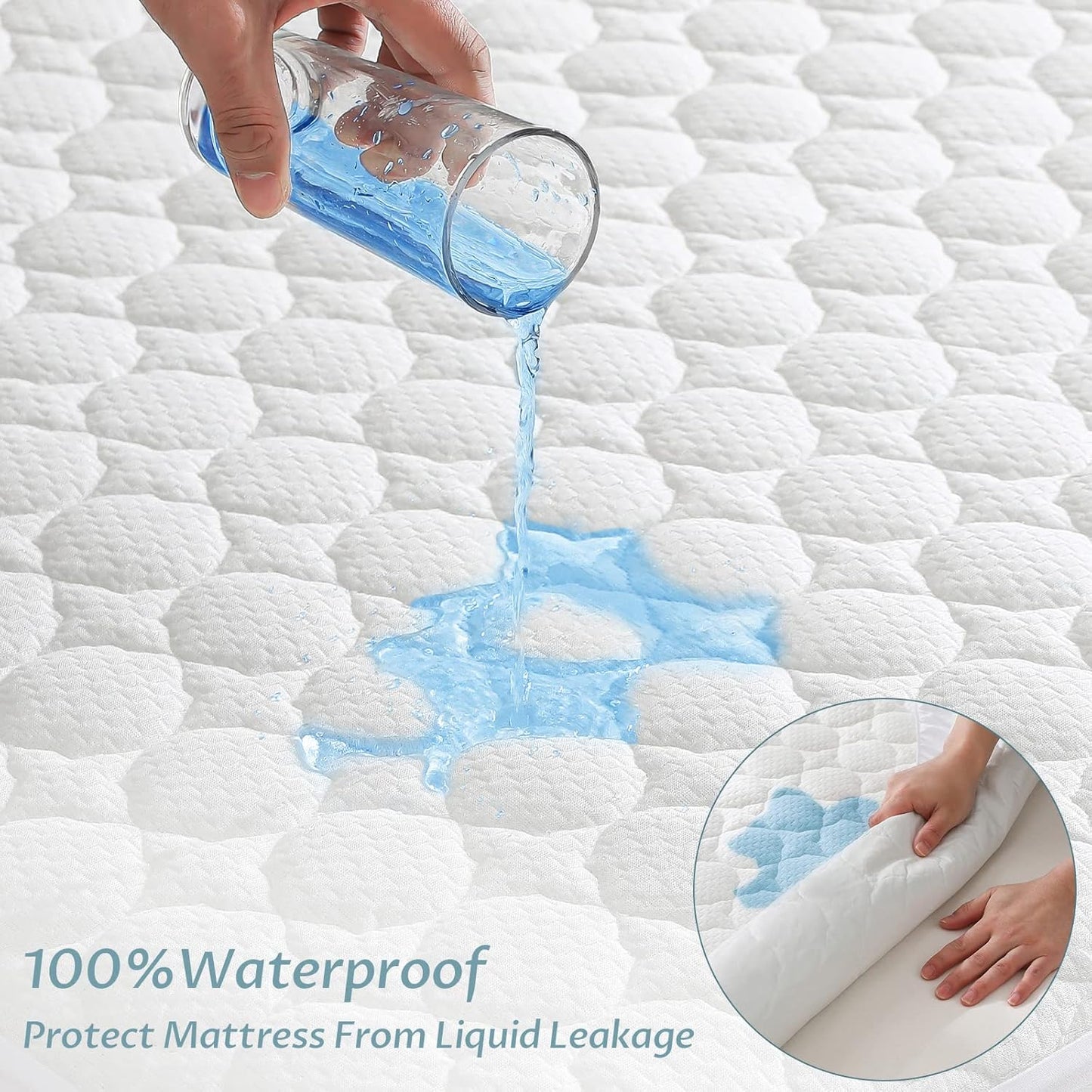 California King Size Waterproof Mattress Protector Fitted Quilted Mattress Pad Cover with Deep