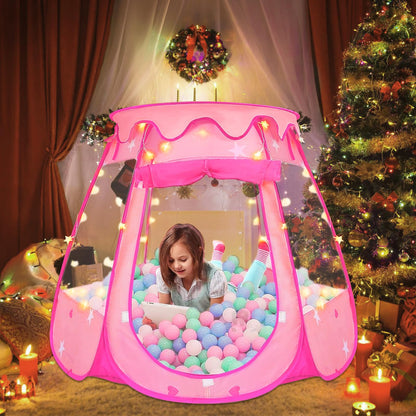 Pop Up Princess Tent with 50 Balls,Ball Pit with for Kid Girl Birthday Gift,Princess Toys for