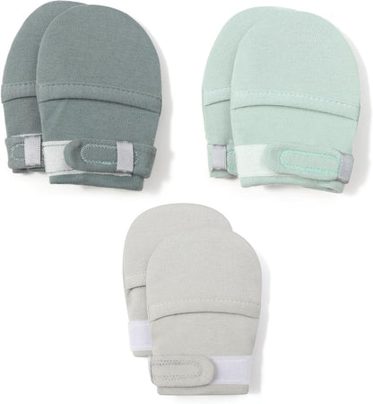 HAPIU Baby No Scratch Mittens Stay On, 100% Cotton Breathable, Adjustable Infant Gloves for Boys