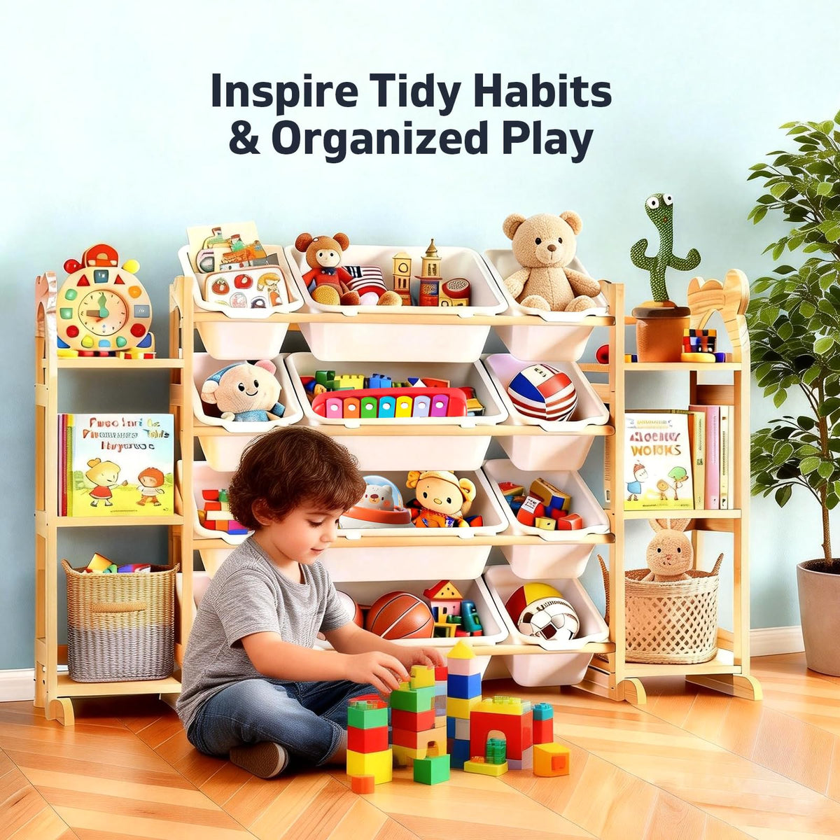 ZJFGPOT Toy Storage Organizer with 6 Shelves and 12 Bins, Toy Organizers and Storage Shelf with