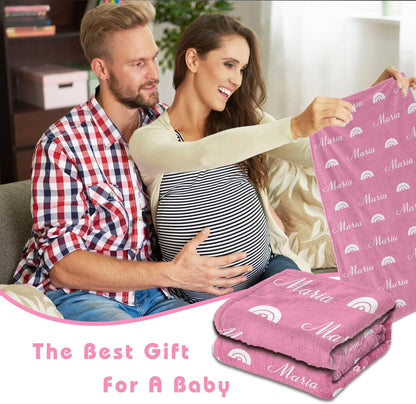 Personalized Baby Blanket for Girl Custom Name Blanket for Girl Newborn New Mom Customized Gifts