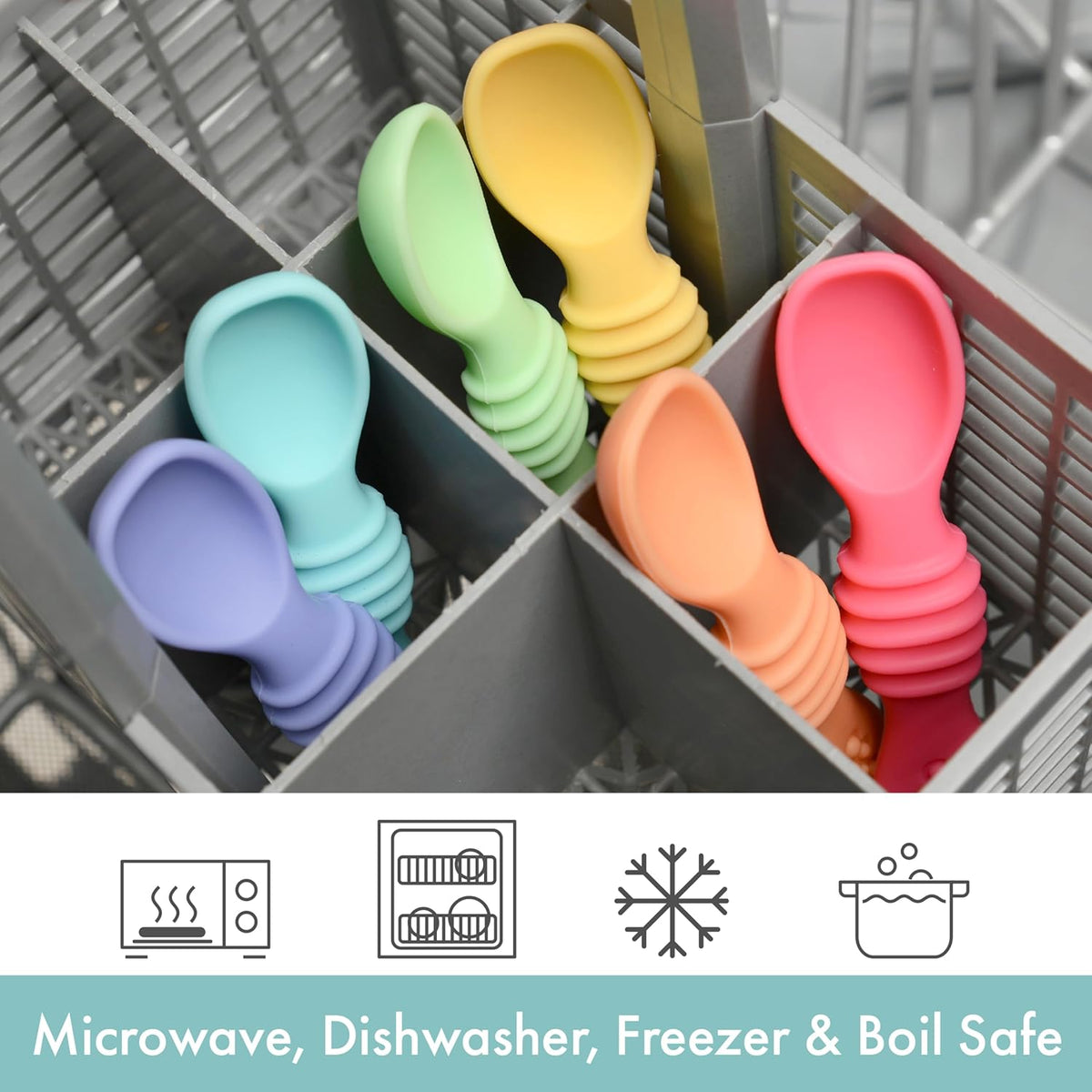 PrimaStella Silicone Chew Spoon Set for Babies and Toddlers | Safety Tested | BPA Free | Microwave
