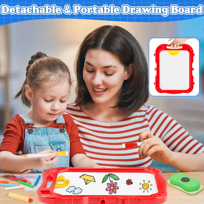 Easel for Kids Toys, Double-Sided Magnetic Chalk Board & Dry Erase Board