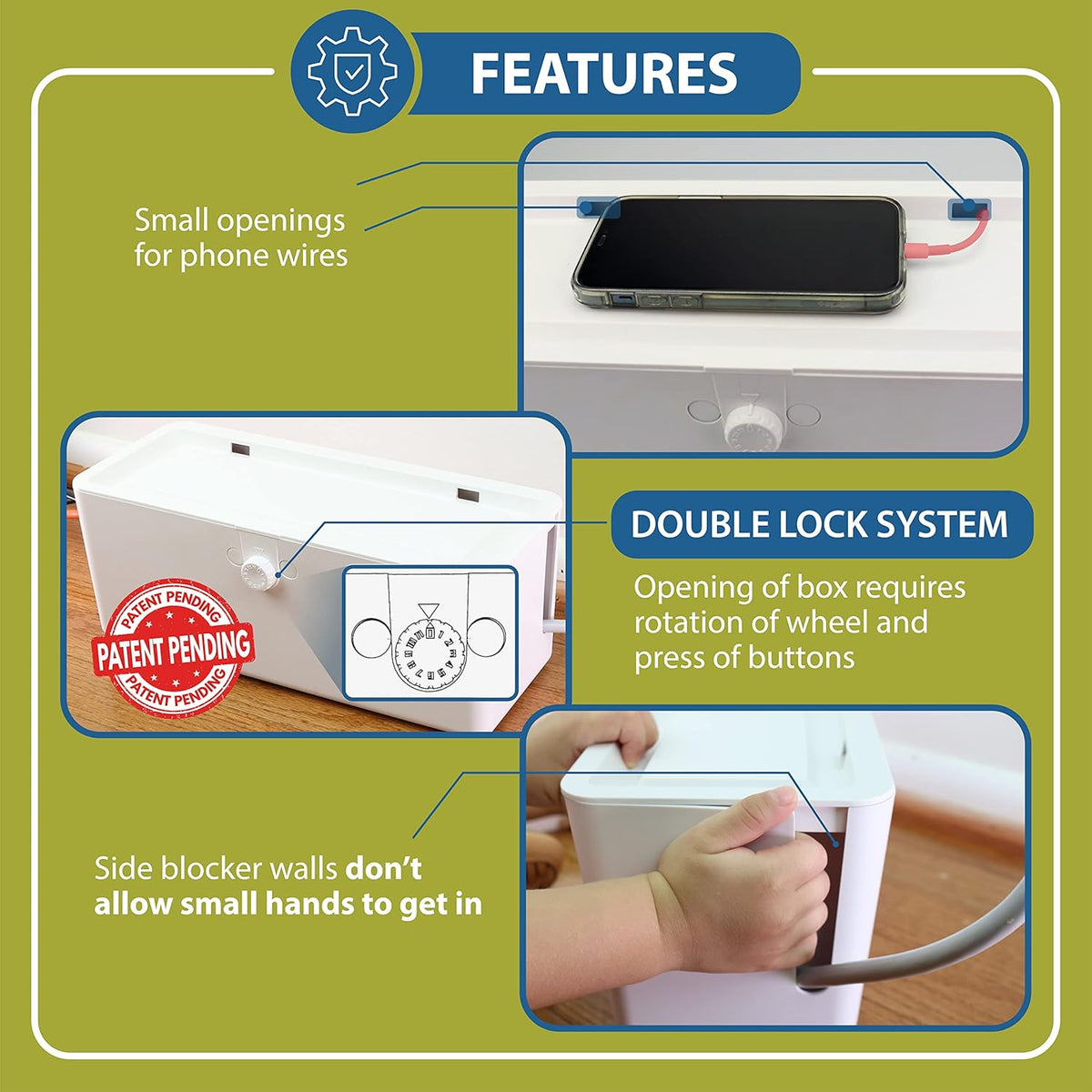 Power Strip Cover Box - Effectively Baby Proofs Power Strip with Patented Dual Lock. Convenient