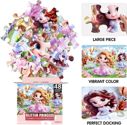 Jumbo Floor Puzzle for Kids,48 Piece Princess Large Jigsaw Puzzles,Puzzle for Toddler Ages