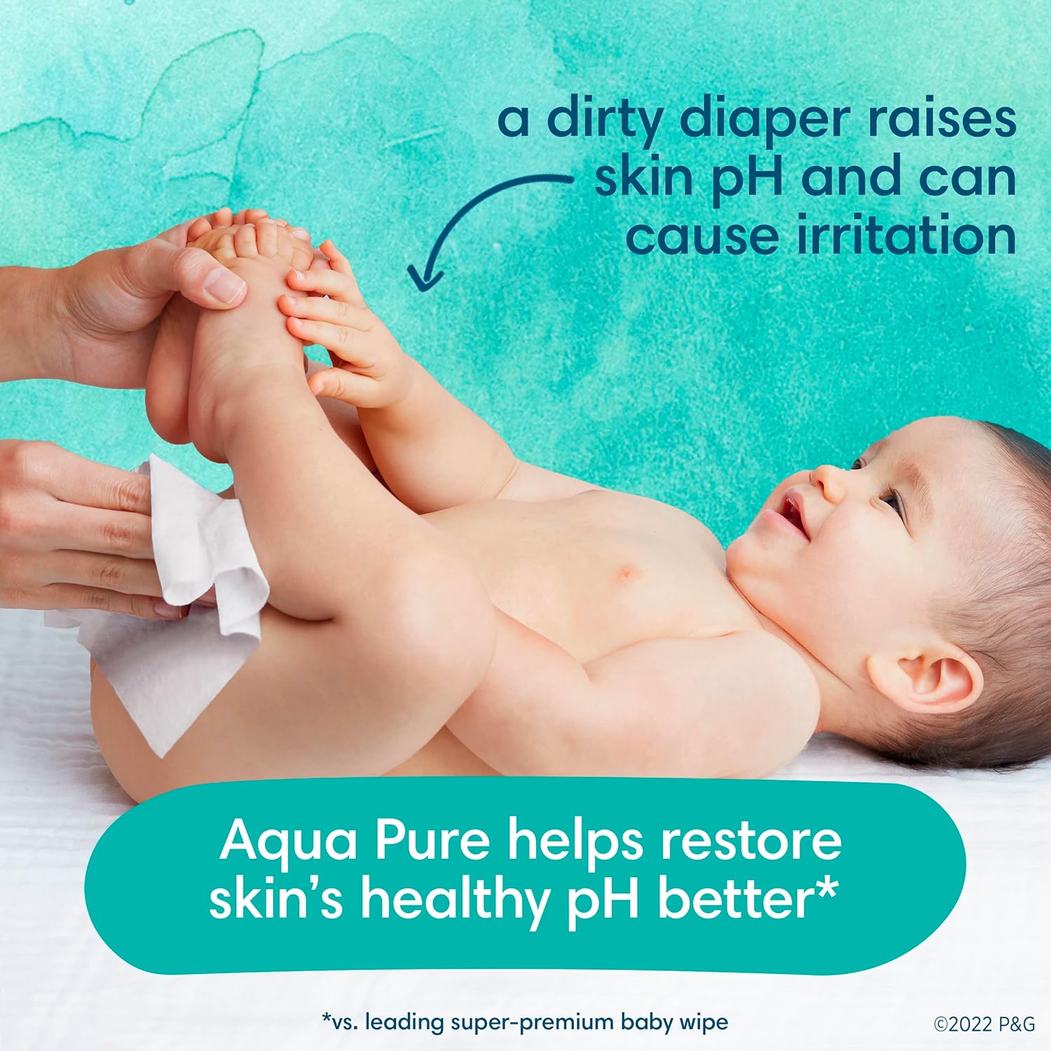 Pampers Baby Wipes Aqua Pure, 99% Water Based Wipes, Hypoallergenic and Unscented Infant Wipe, 336