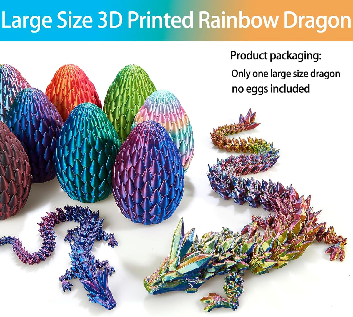 3D Printed Dragon, 3D Dragon,24 Inch 3D Printed fidget Dragon, Bigger Fidget Crystal Dragon Toys