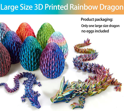 3D Printed Dragon, 3D Dragon,24 Inch 3D Printed fidget Dragon, Bigger Fidget Crystal Dragon Toys