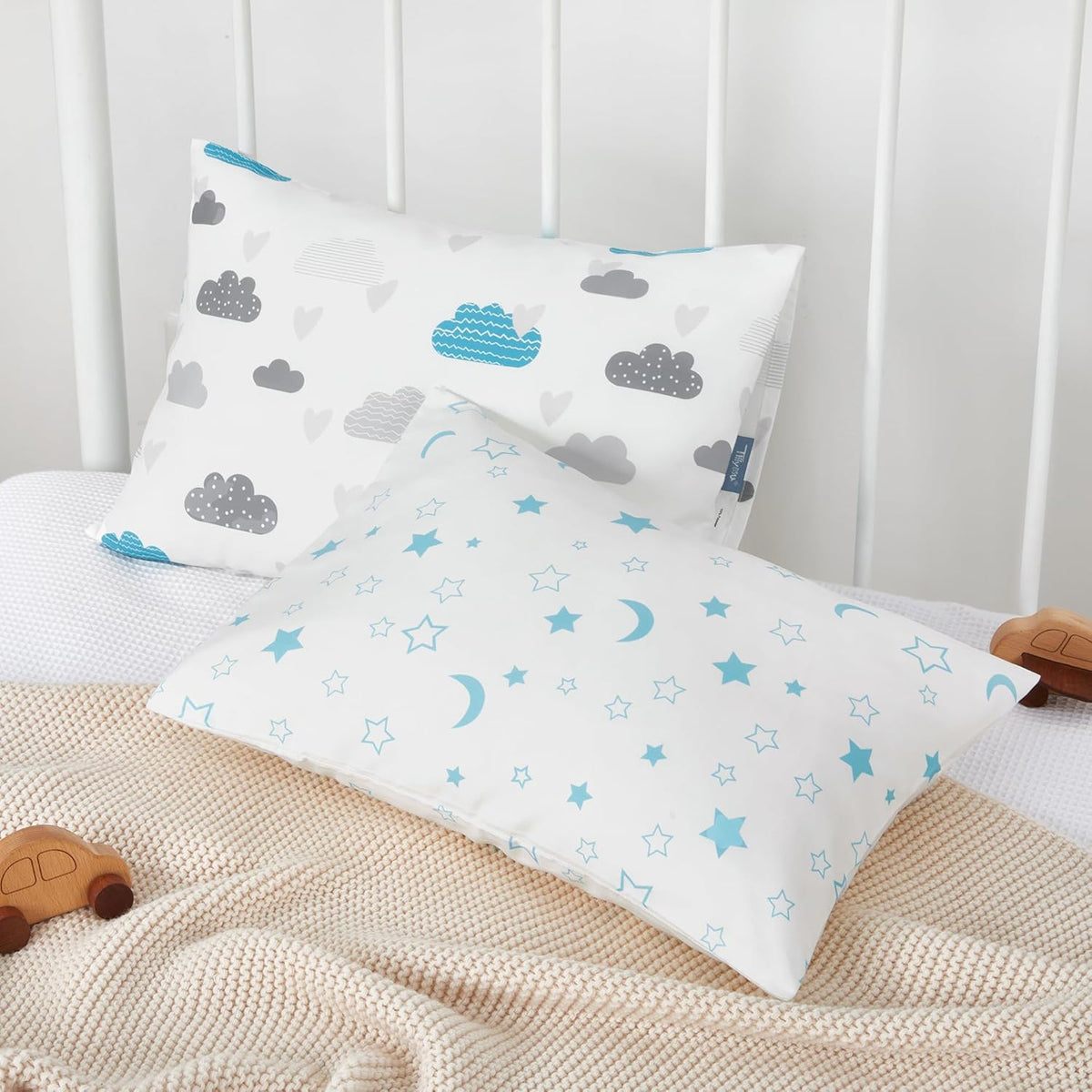 TILLYOU Toddler Pillowcase 2 Pack with Envelope Closure,Silky Soft Microfiber 13" x 18" Kids Travel