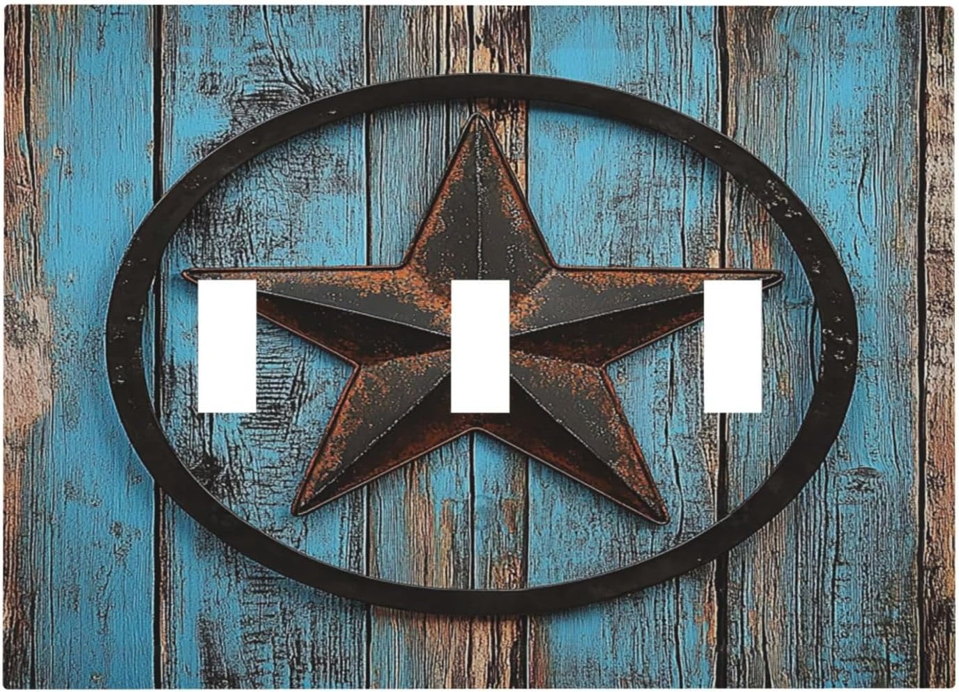 Decorative Switch Plates Rustic Wood Country Barn Texas Star On Teal 3 Gang Wall Plate Triple