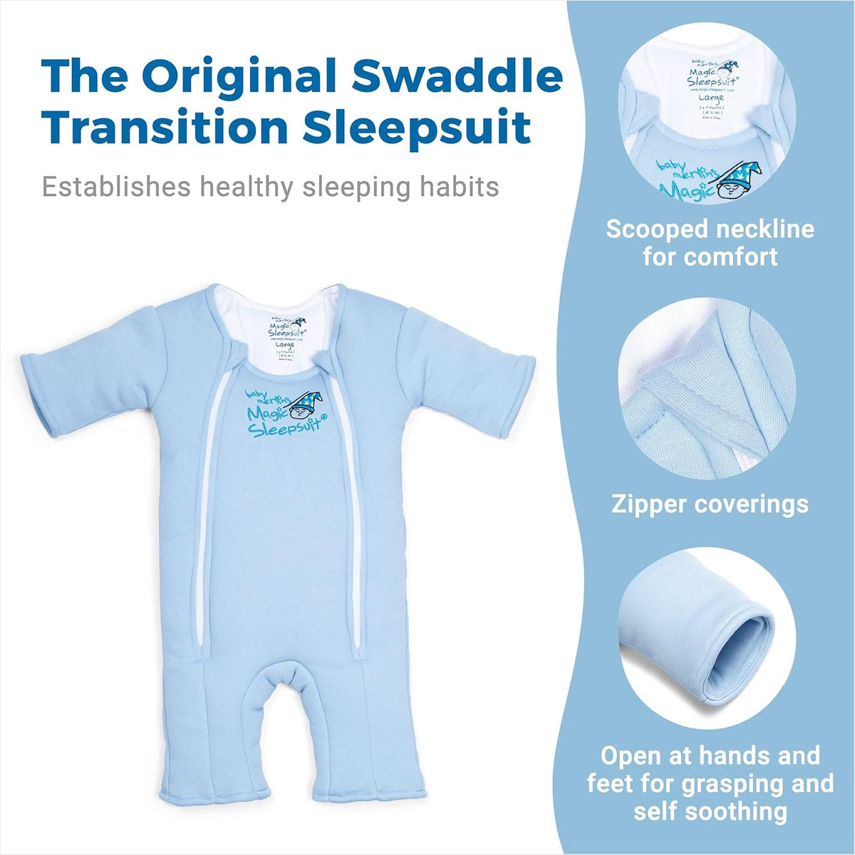 Magic Sleepsuit Baby Merlin's Bamboo/Cotton Baby Swaddle Transition Product - Soft and Cozy Design