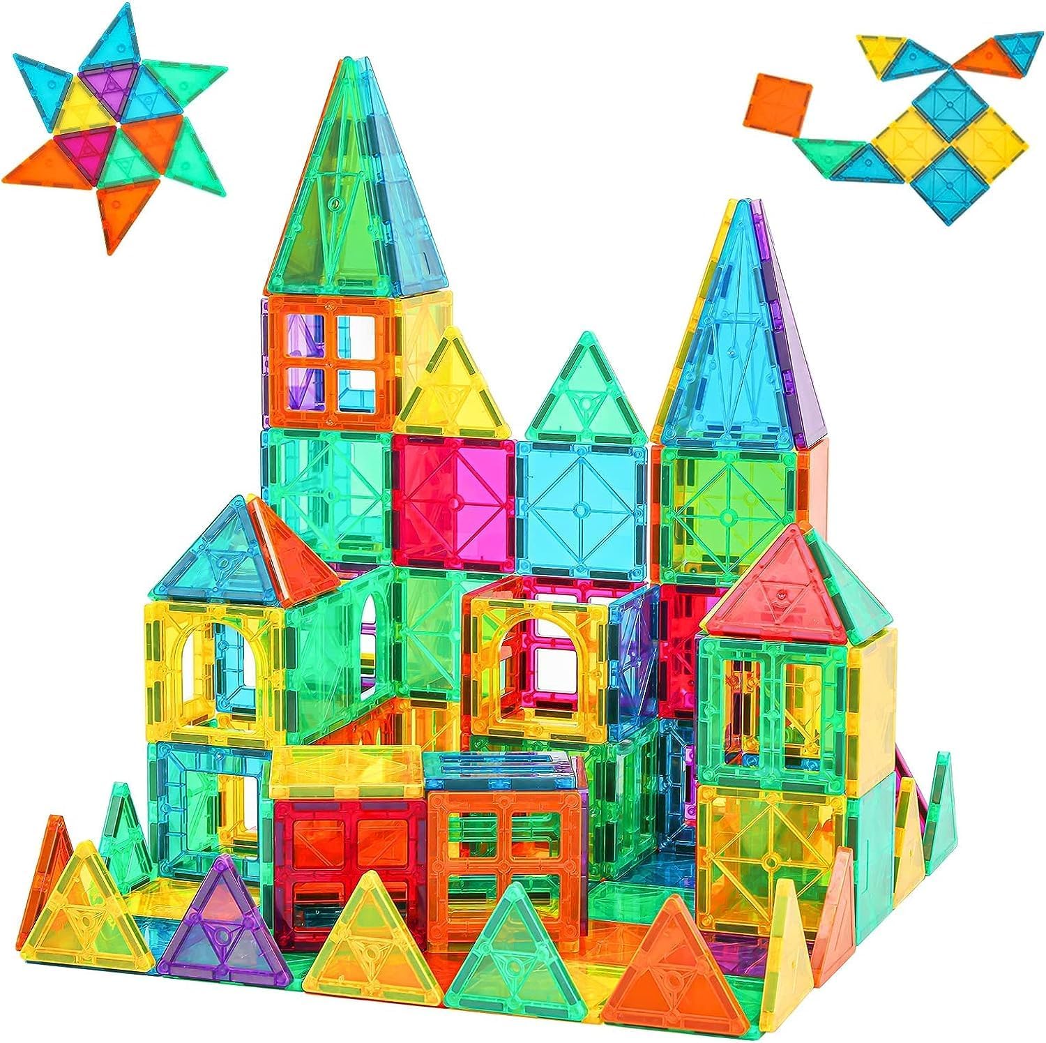 Bmag Magnetic Tiles Toys for Kids, Starter Set 3D Magnet Building Blocks Construction Playboards