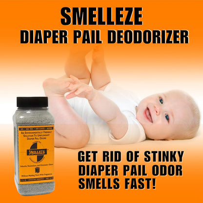 SMELLEZE Diaper Pail Deodorizer, Odor Eliminator for Diaper Pail, Baby Poop Deodorizer & Human