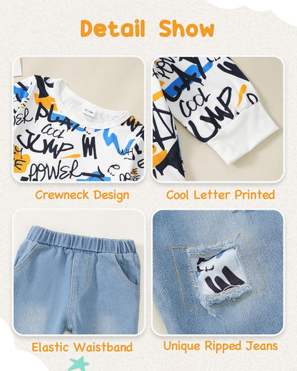 Toddler Baby Boy Outfits Fall Winter Clothes Color Block Long Sleeve Sweatshirt Tops + Jogger Pants