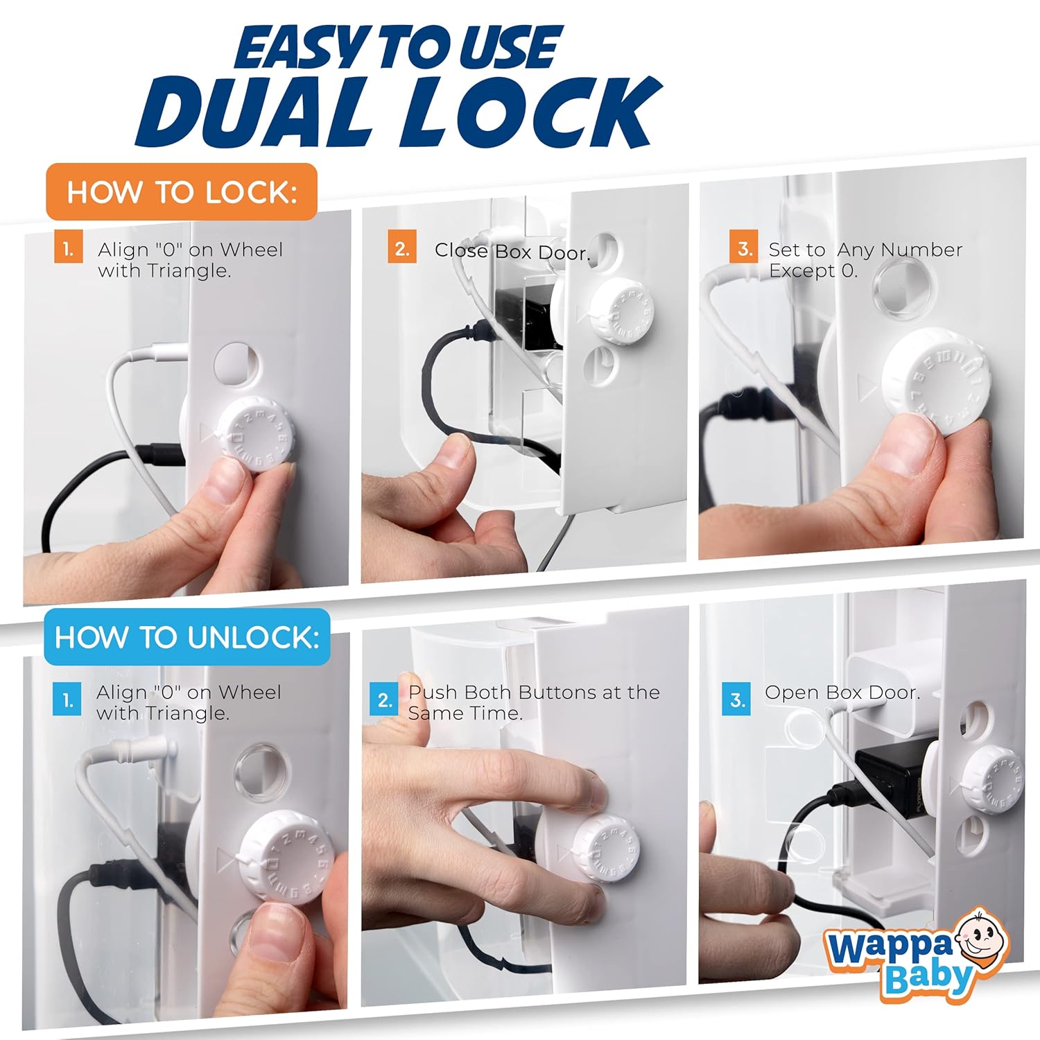 Clear Outlet Cover Box [Patented] Double Lock for Much Better Toddler Proofing, Easier Operation