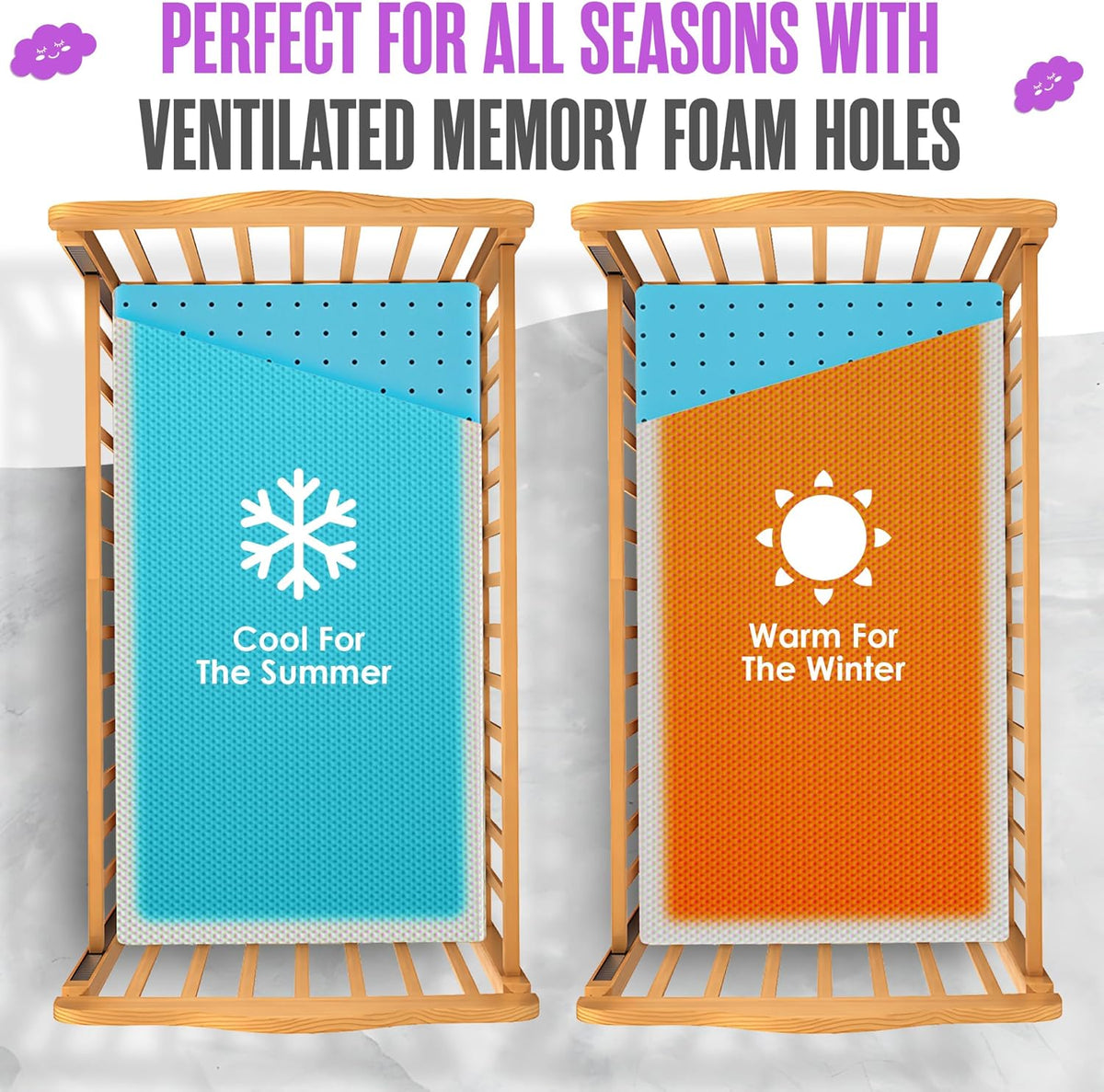Sleepah 5.5” Crib & Toddler Bed Mattress Dual Sided Cooling Memory Foam – Waterproof Washable