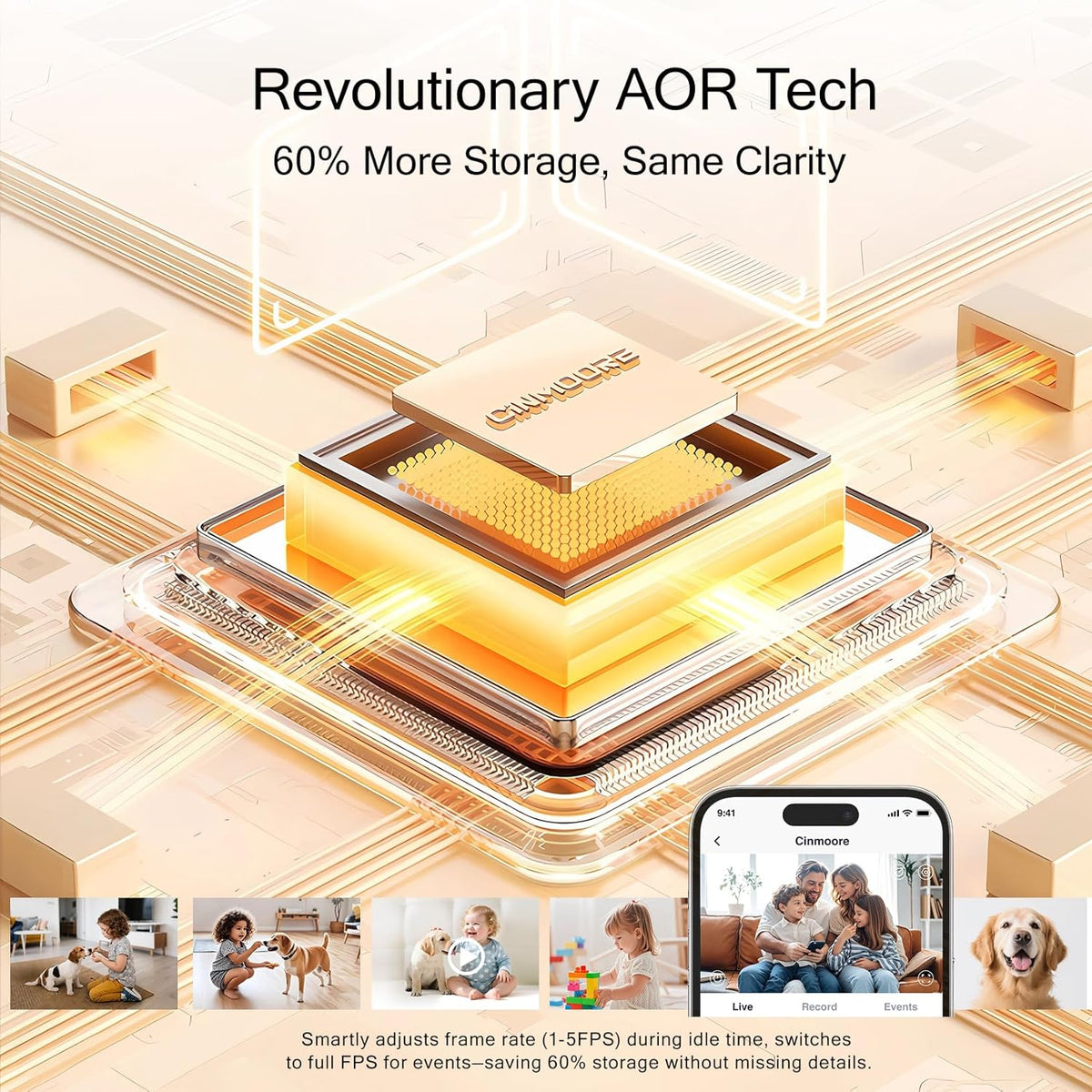 3K Pet/Dog Camera Indoor w/Phone App, No Monthly Fee 64GB Local Storage & AI Tracking Face ID