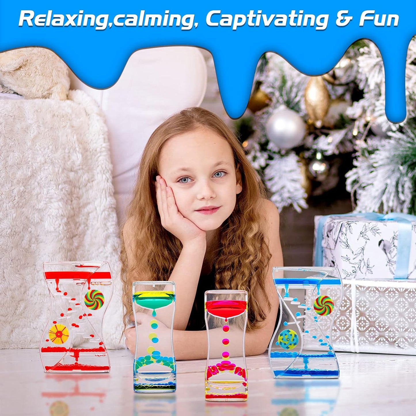 XINBAOHONG Liquid Motion Bubbler Sensory Toy for Kids and Adults 4-Pack，Calming Stress Relief
