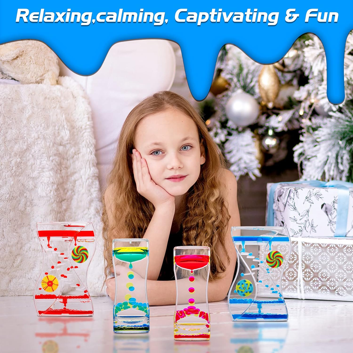 XINBAOHONG Liquid Motion Bubbler Sensory Toy for Kids and Adults 4-Pack，Calming Stress Relief