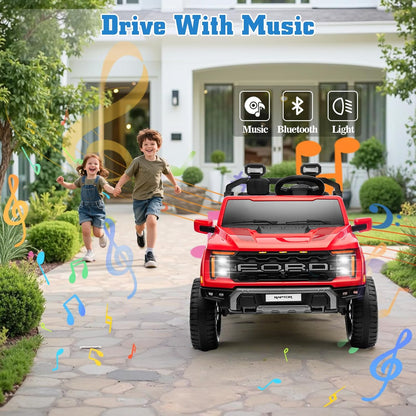 24V Ride on Car Licensed Ford F-150 Raptor, Kids Electric Car with Remote Control, LED