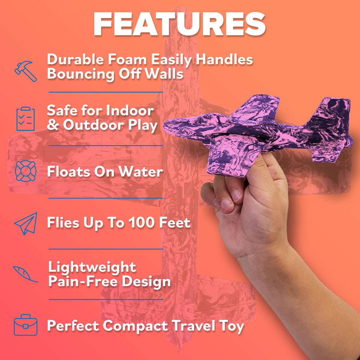 Foam Glider: Easter Basket Stuffers for Toddler to Teens - Fun Safe & Easy to Throw Girl Toys & Boy