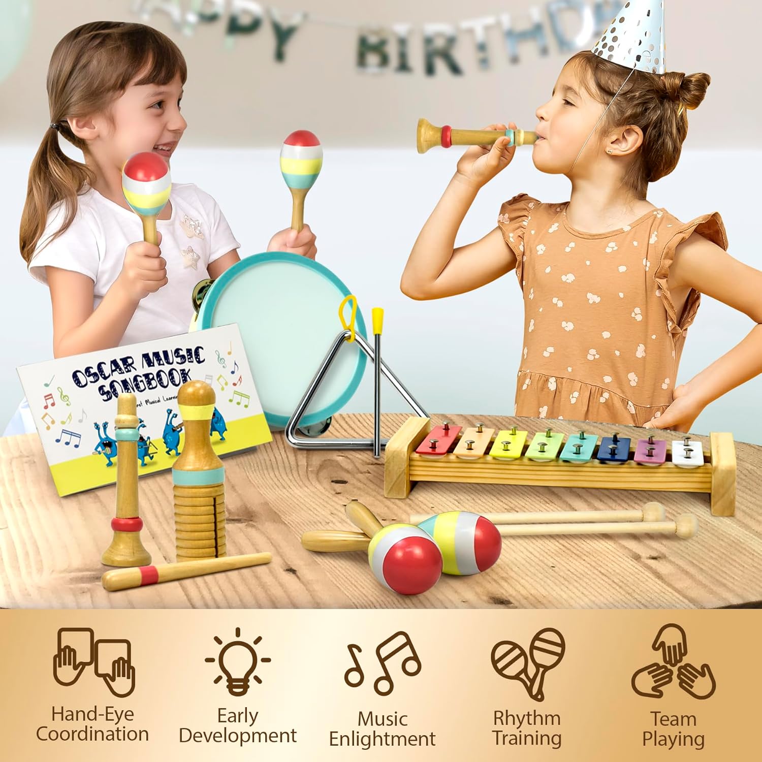 MINIARTIS Baby Musical Instruments Set - Montessori Musical Toys for Toddlers 1-3 | Modern Boho