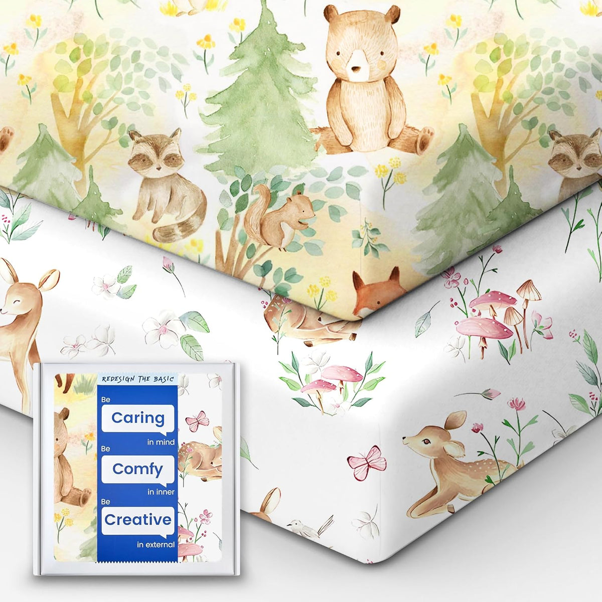 Crib Sheets Netural for Girls Boys, Premium Soft Crib Mattress Fitted Sheet, Ultra Breathable Baby