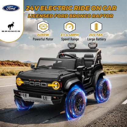 ENYOPRO 24V Licensed Ford Bronco Raptor Electric Car for Kids, 2 Seater Battery Operated Ride On
