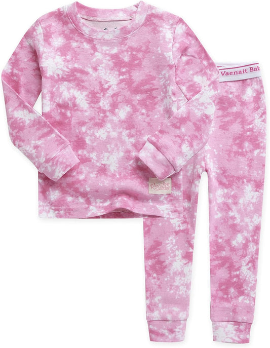 VAENAIT BABY 12M-12Y Toddler Kids Boys Girls 100% Cotton Marbling Tiedye Sung Fit Sleepwear Pajamas
