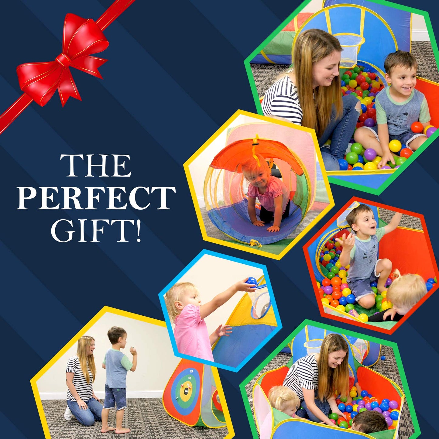 Hide N Side 5pc Kids Ball Pit Tents and Tunnels, Toddler Jungle Gym Play Tent with Play Crawl