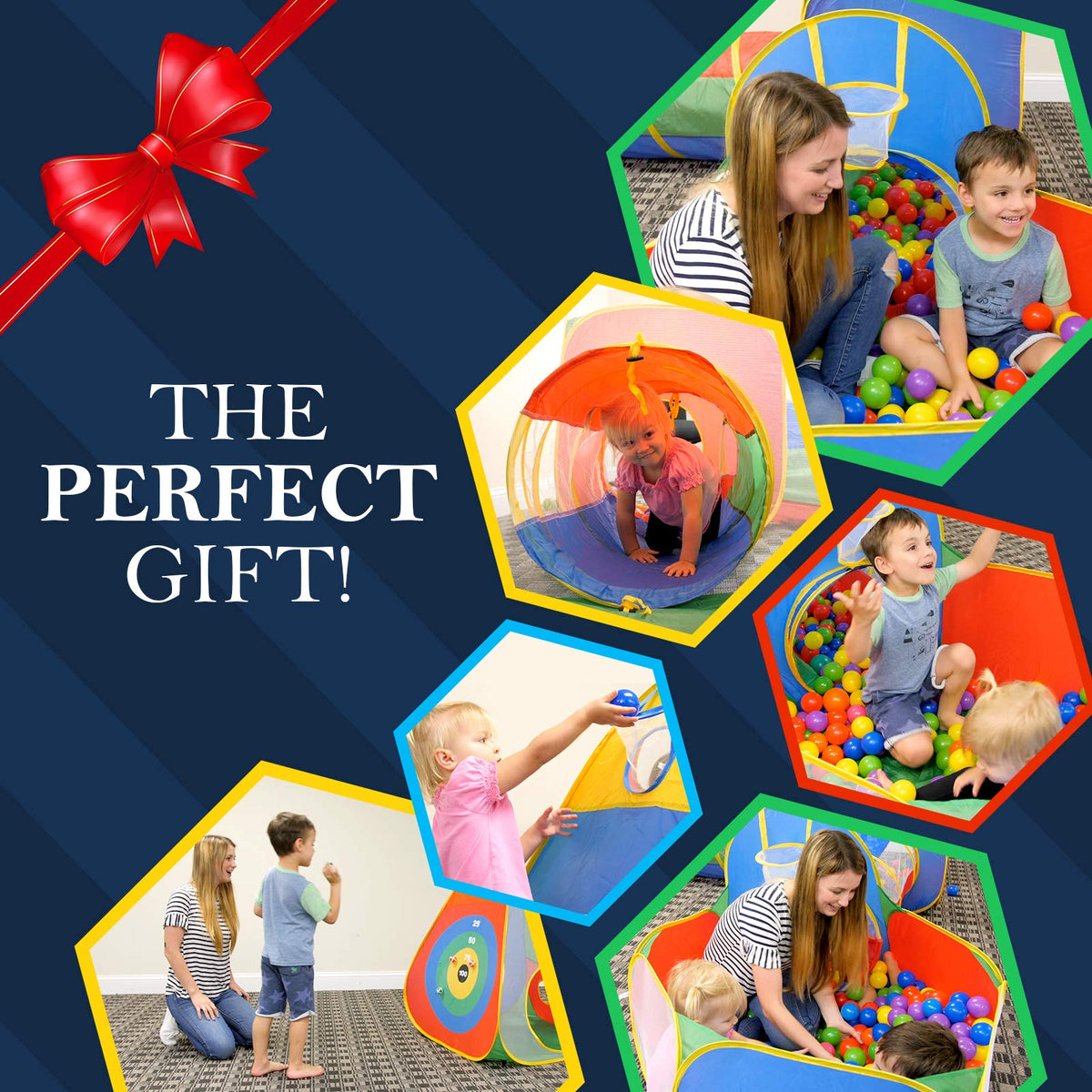 Hide N Side 5pc Kids Ball Pit Tents and Tunnels, Toddler Jungle Gym Play Tent with Play Crawl